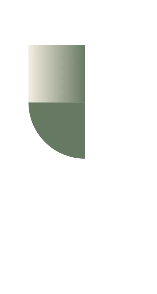 A minimalist design featuring a semi-circle in gradient green tones on a clear background.
